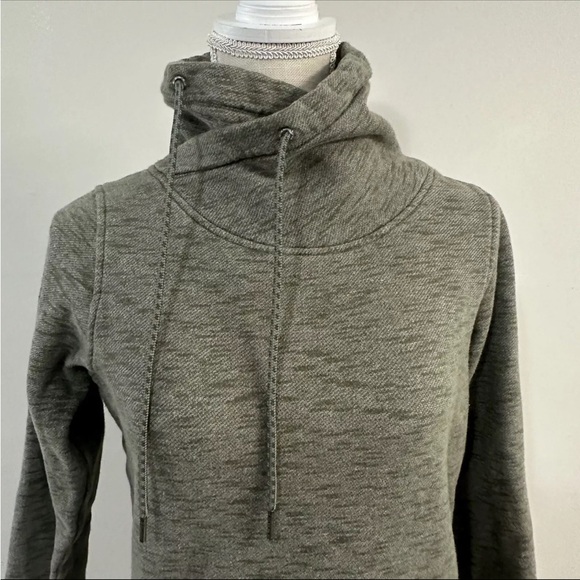 Columbia Womens Sweatshirt Green Pullover Marled Mock Neck Drawstring Cotton XS - Picture 2 of 5